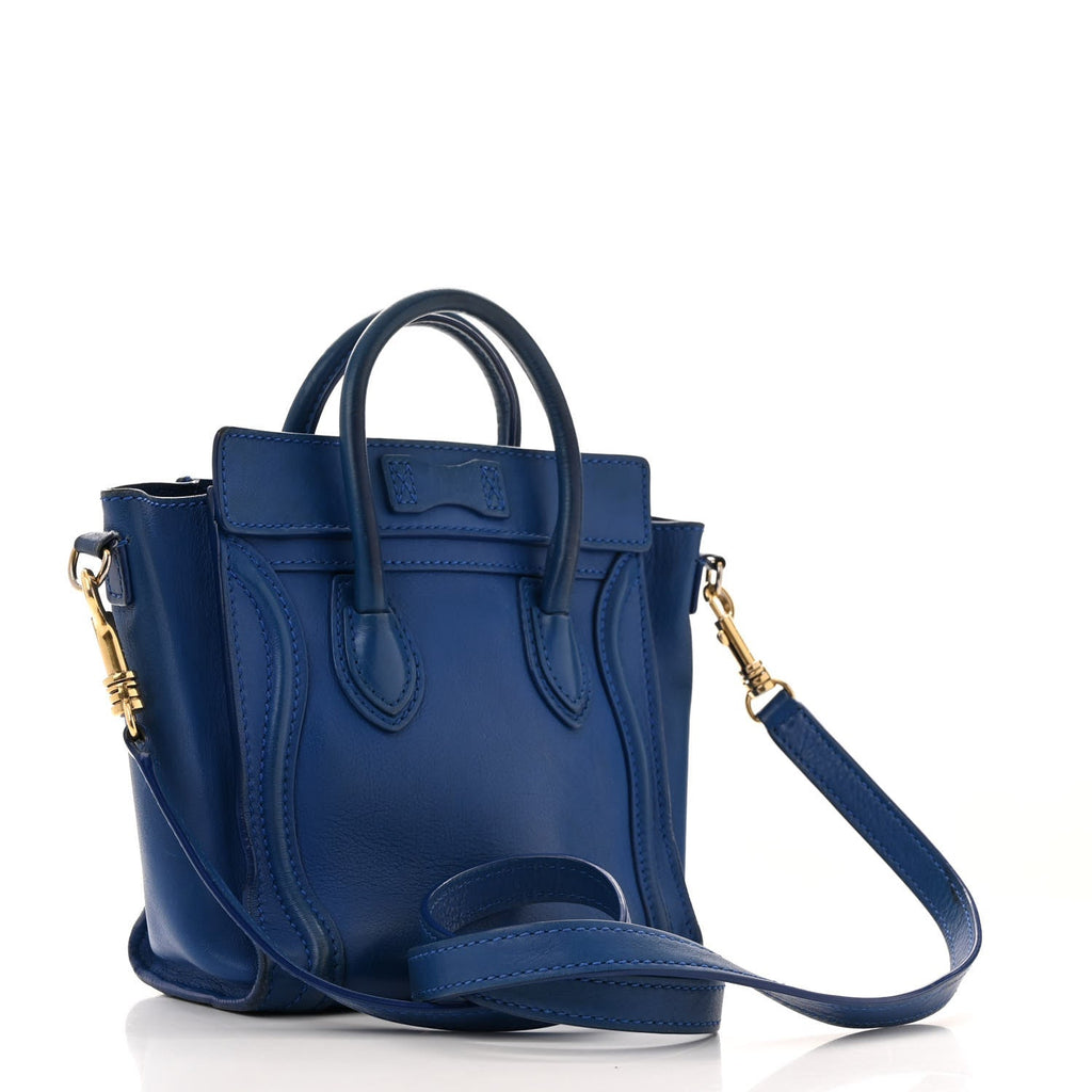 Drummed Calfskin Nano Luggage Indigo