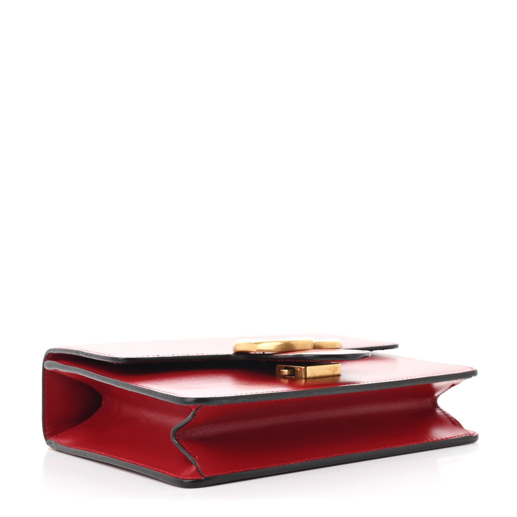 Knight Calfskin Small GG Marmont Chain Handle Bag Hibiscus Red