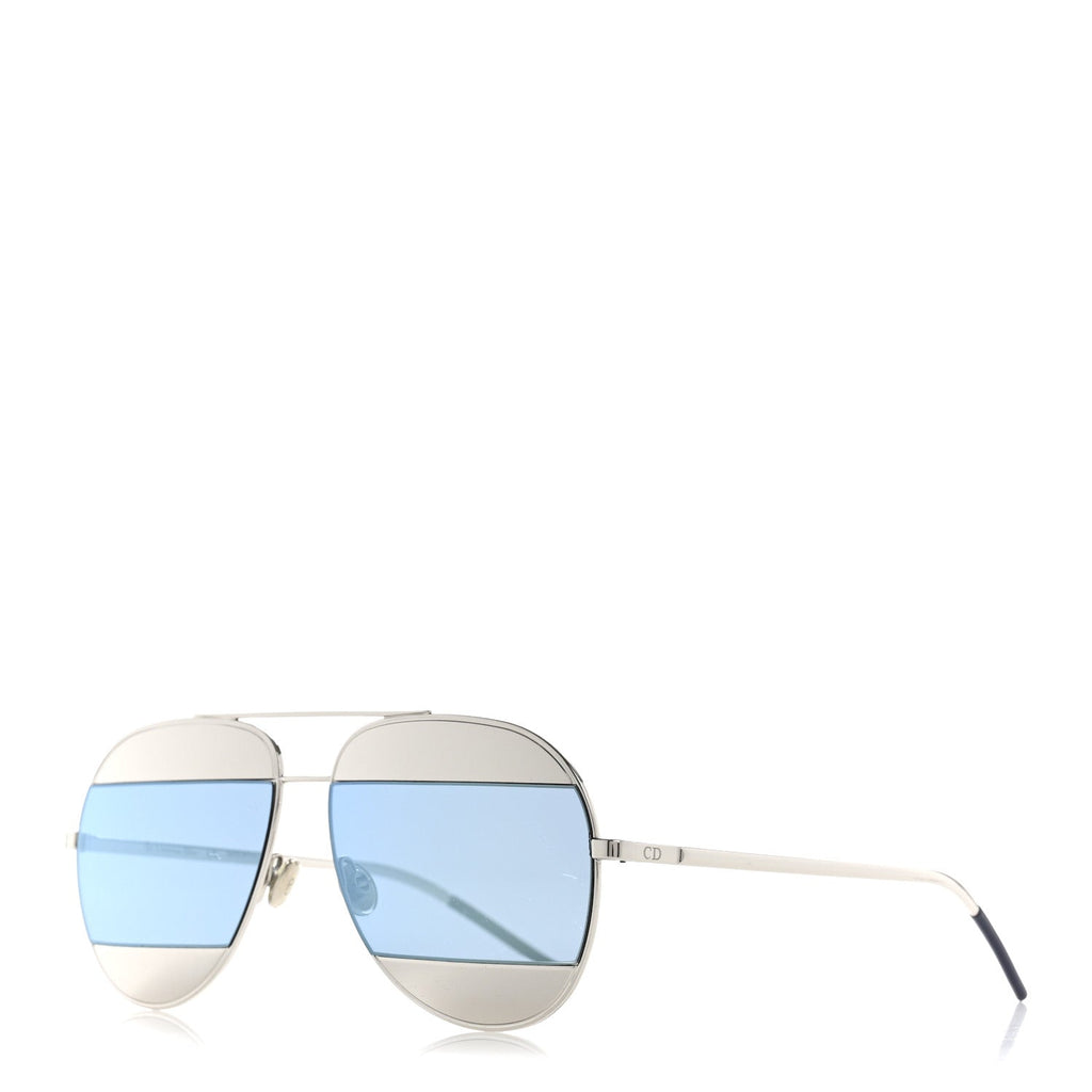 Split 1 Aviator Sunglasses Silver Blue