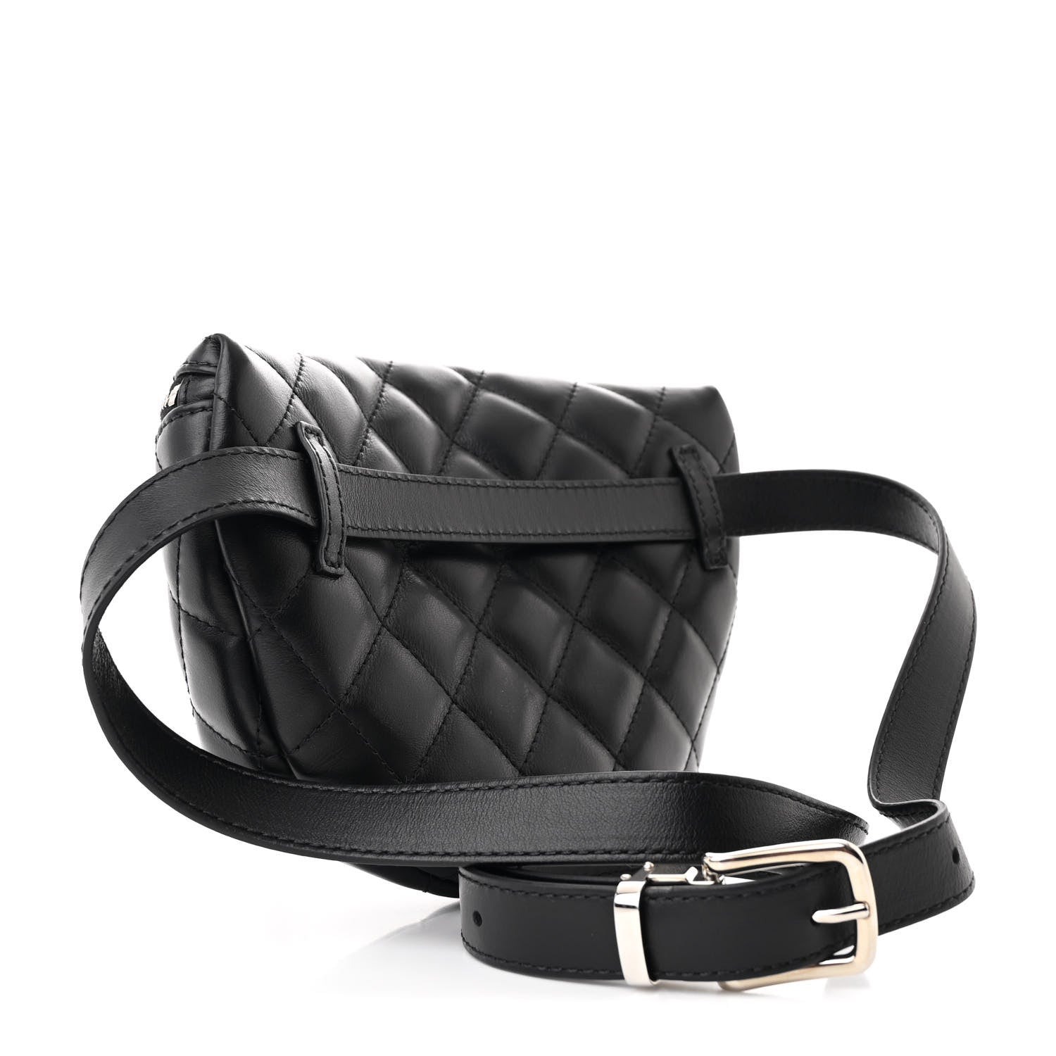 Calfskin Quilted Waist Belt Bag Black
