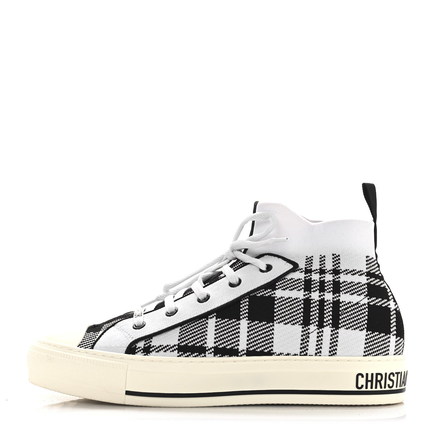 Technical Knit Check'N'Dior Walk'N'Dior High Top Sneakers 40 White Black