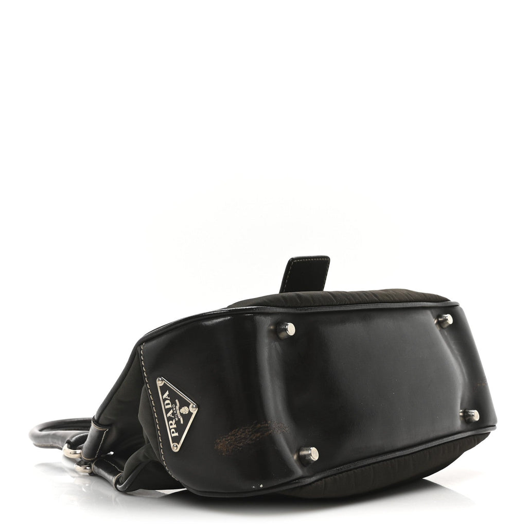 Tessuto Nylon Calfskin Shoulder Bag Mimetico Moro