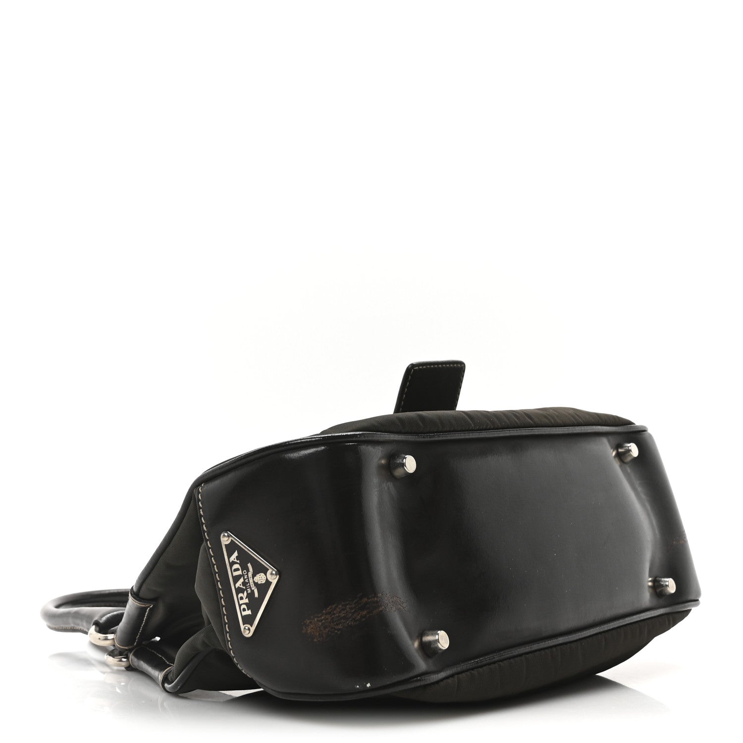 Tessuto Nylon Calfskin Shoulder Bag Mimetico Moro