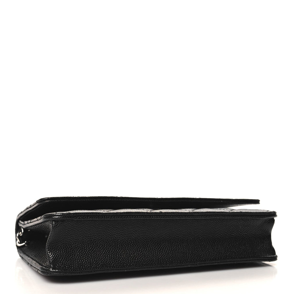 Caviar Quilted CC Logo Wallet on Chain WOC Black