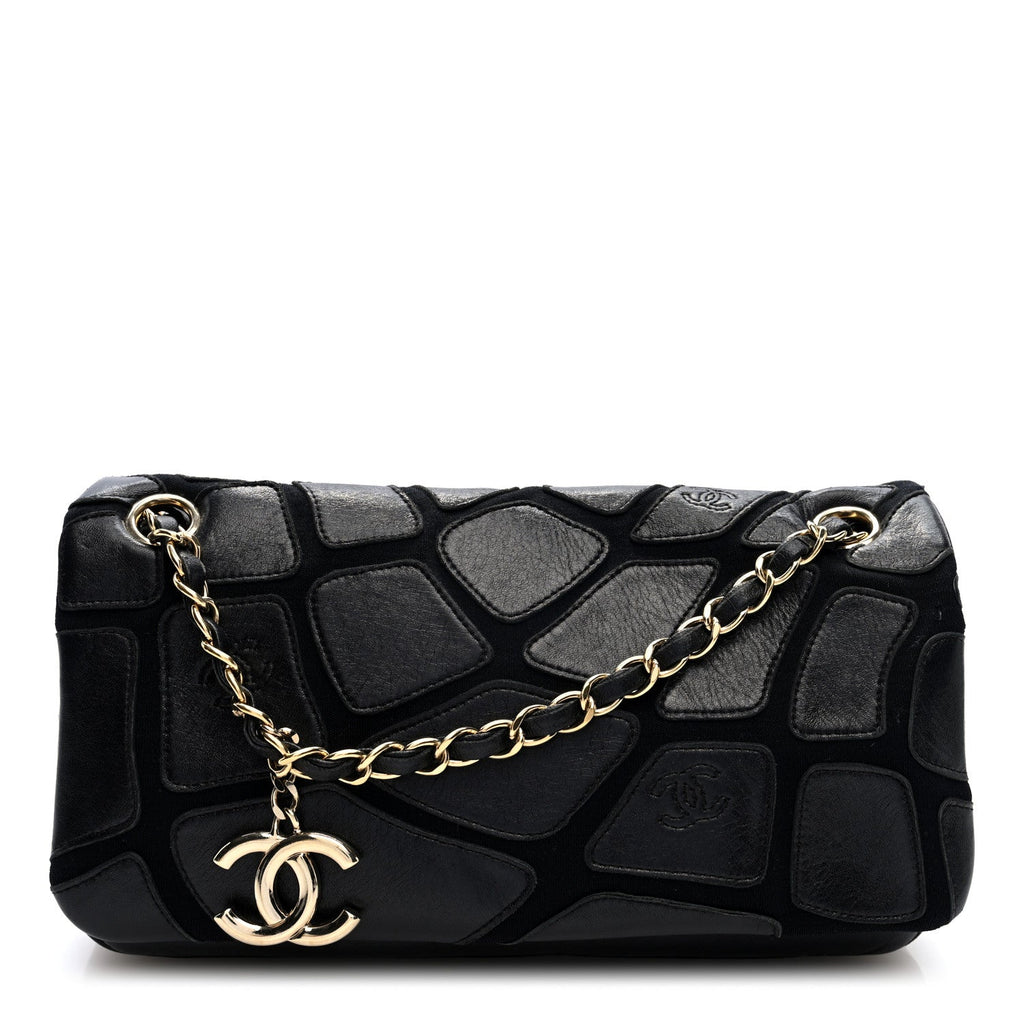 Lambskin Jersey Scales Flap Black