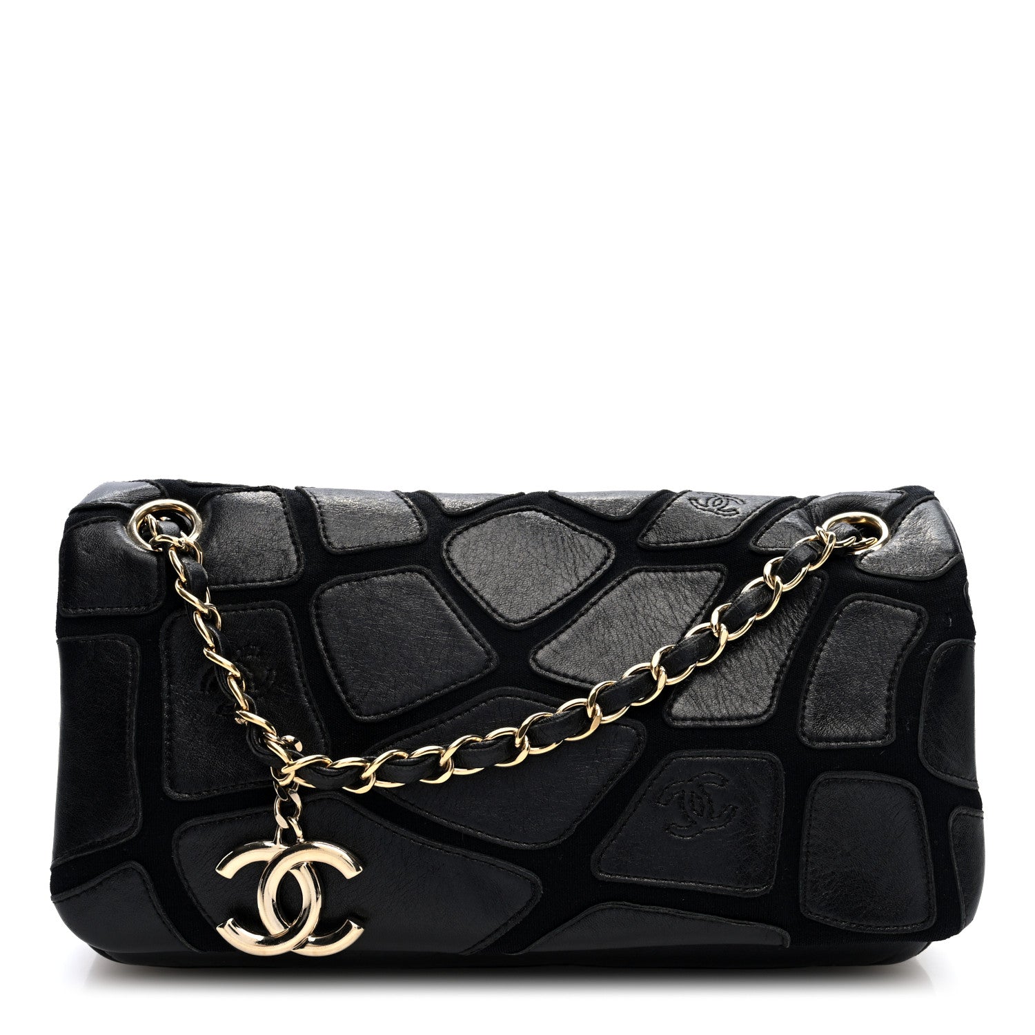 Lambskin Jersey Scales Flap Black