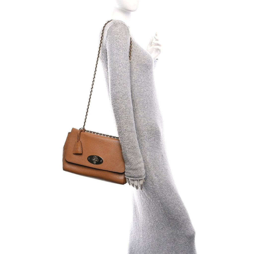 Glossy Goatskin Medium Lily Flap Brown