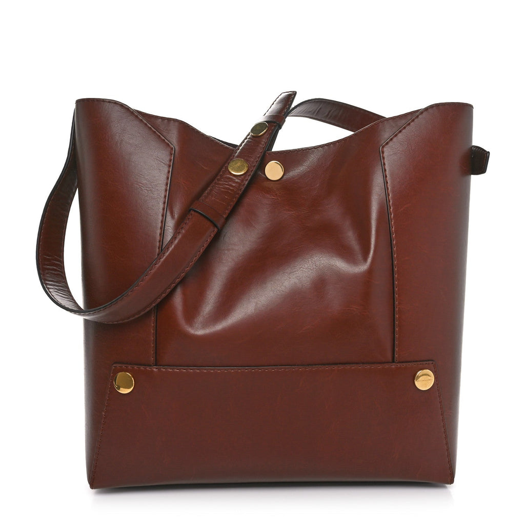 Eco Alter Nappa Popper Bucket Bag Cognac
