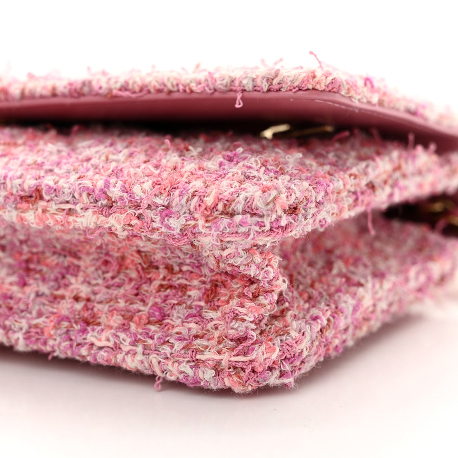 Tweed Quilted Wallet On Chain WOC Pink