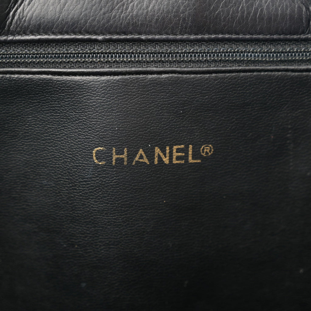 Lambskin Quilted Shopping Tote Black