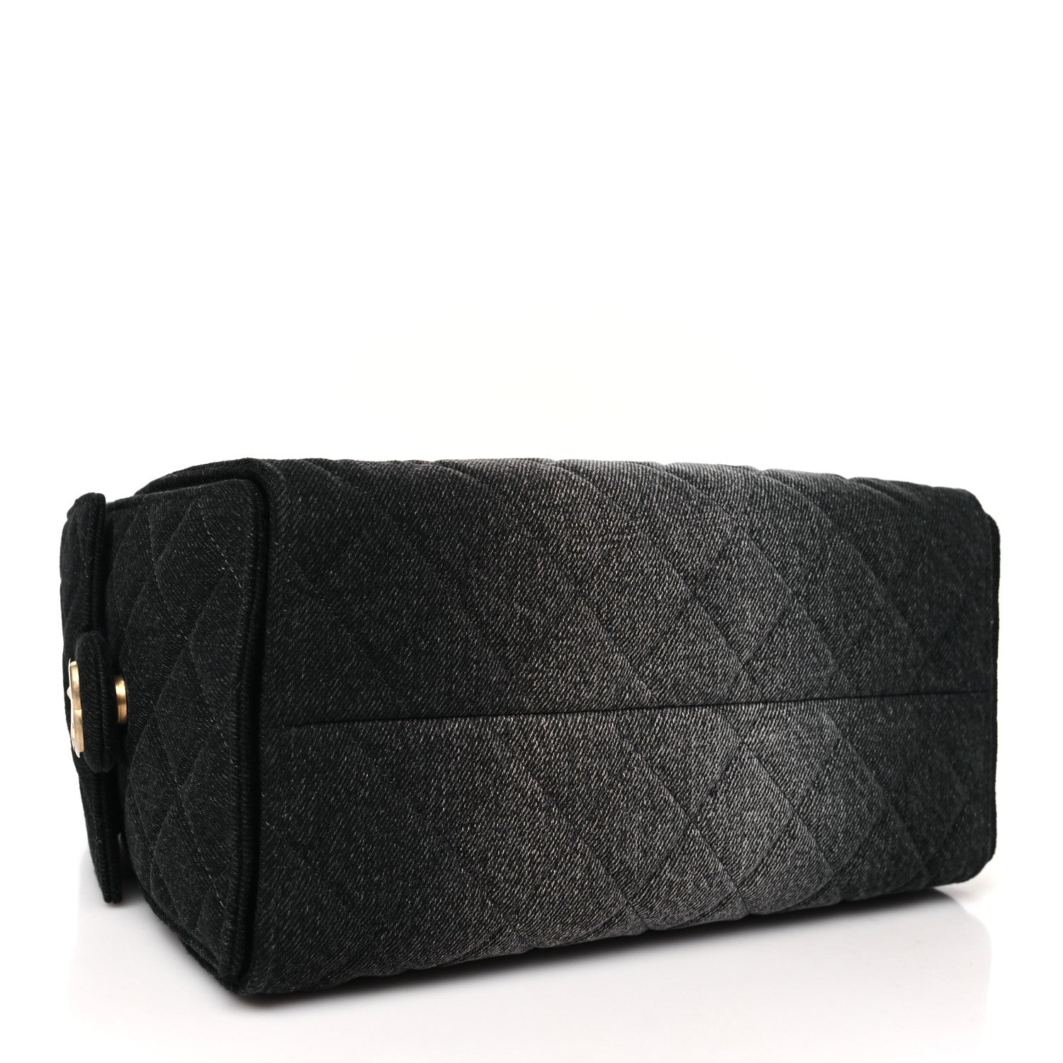 Washed Denim Quilted Small Chanel 25 Handbag Black