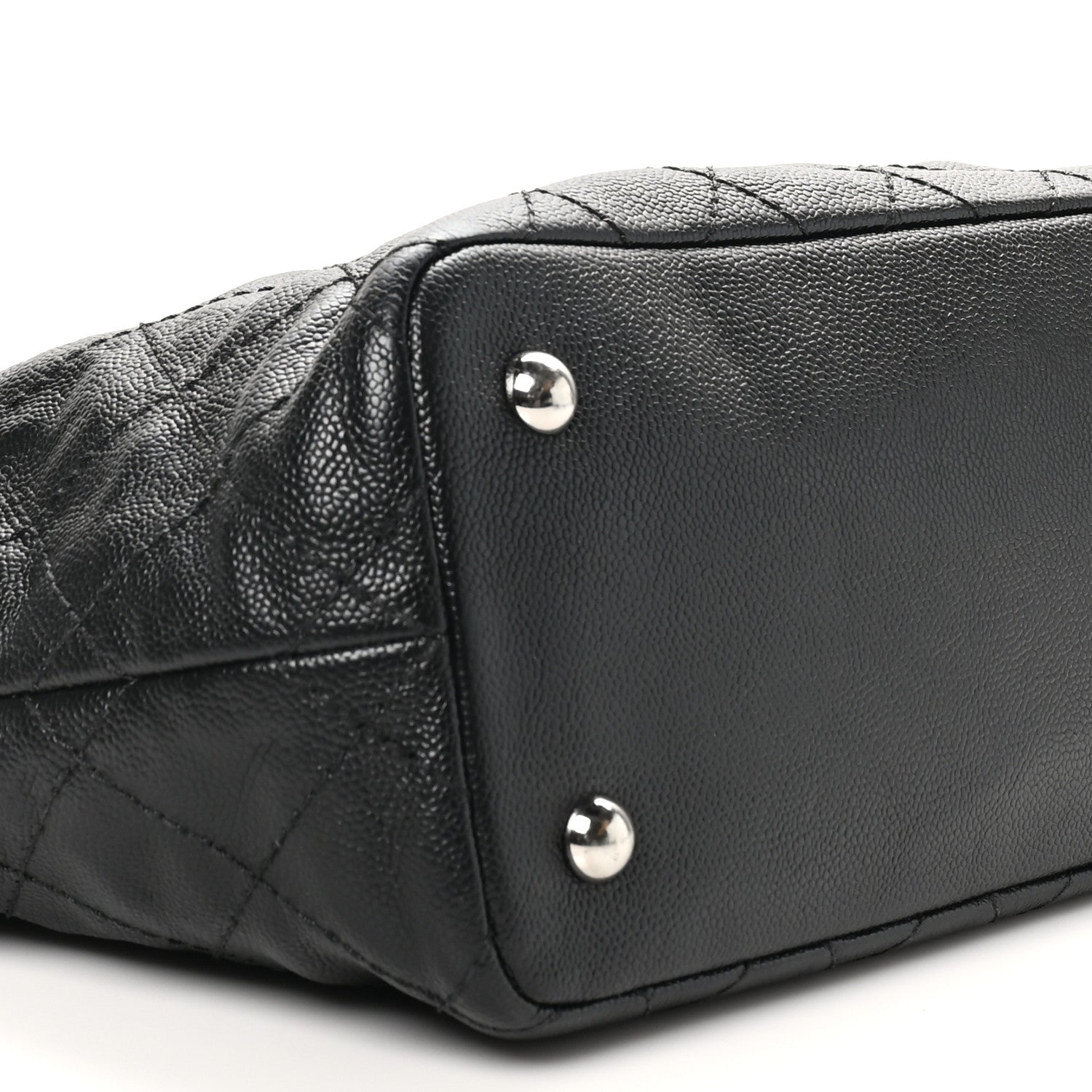 Grained Calfskin Quilted Small Daily Shopping Tote Black
