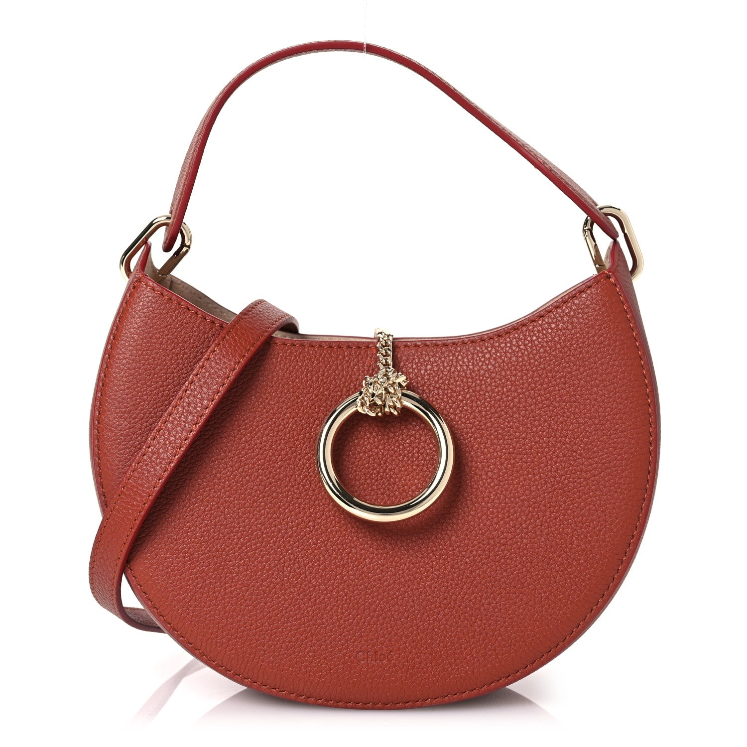 Grained Calfskin Small Arlene Hobo Bag Sepia Brown