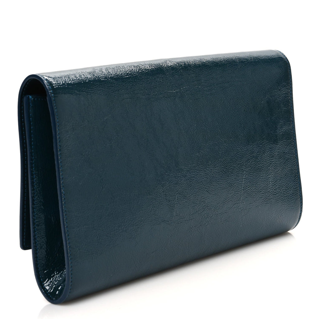 Textured Patent Monogram Large Belle De Jour Clutch Green