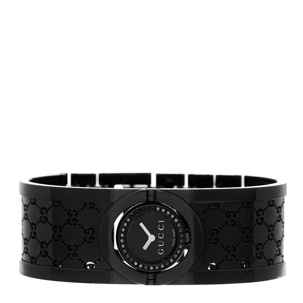 PVD Stainless Steel Black Diamond 23mm Twirl Quartz Watch Black