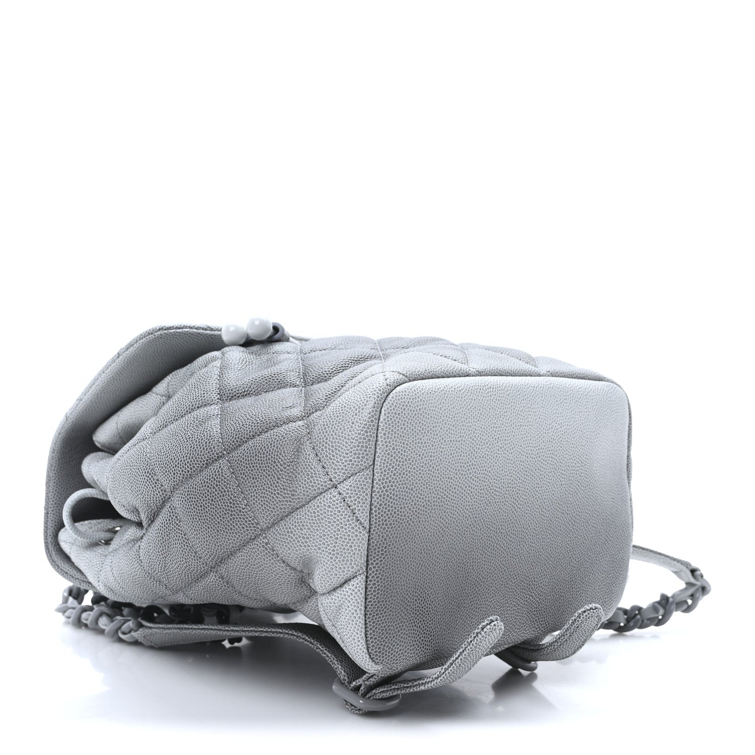 Shaded Caviar Quilted Lacquered CC My Everything Drawstring Backpack Dark Grey Light Grey