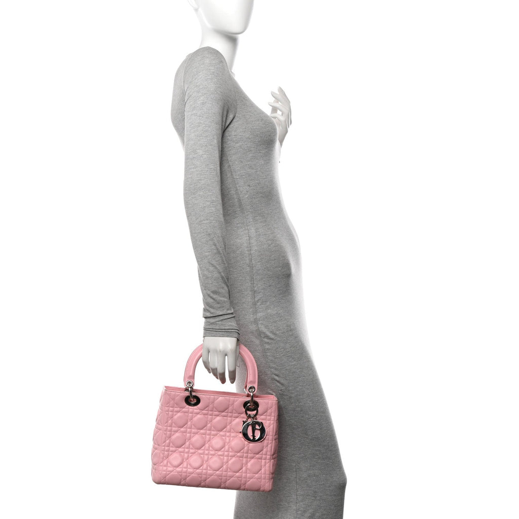 Lambskin Cannage Medium Lady Dior Light Pink