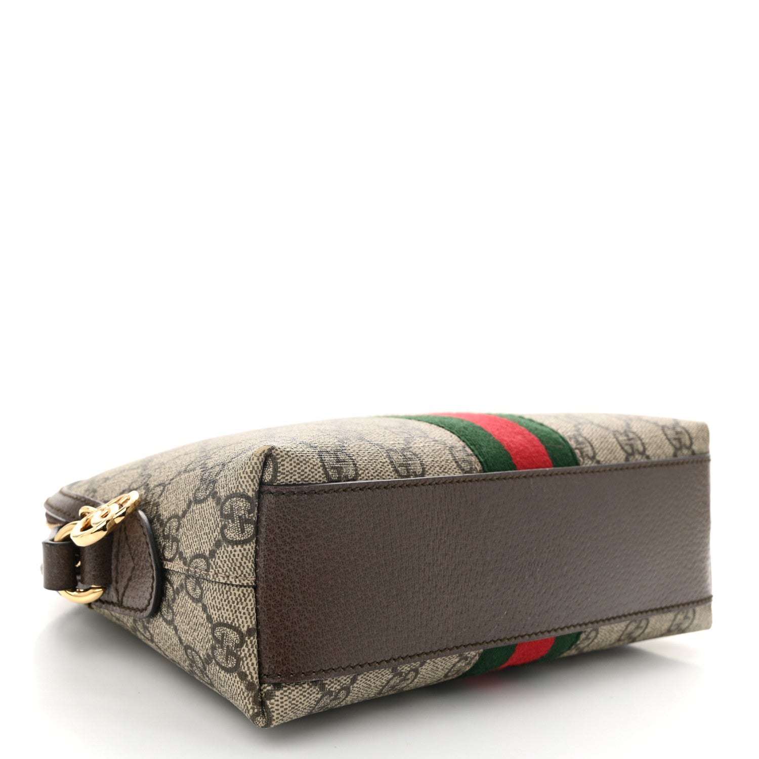 GG Supreme Monogram Textured Dollar Calfskin Web Small Ophidia Dome Shoulder Bag Beige Ebony New Acero