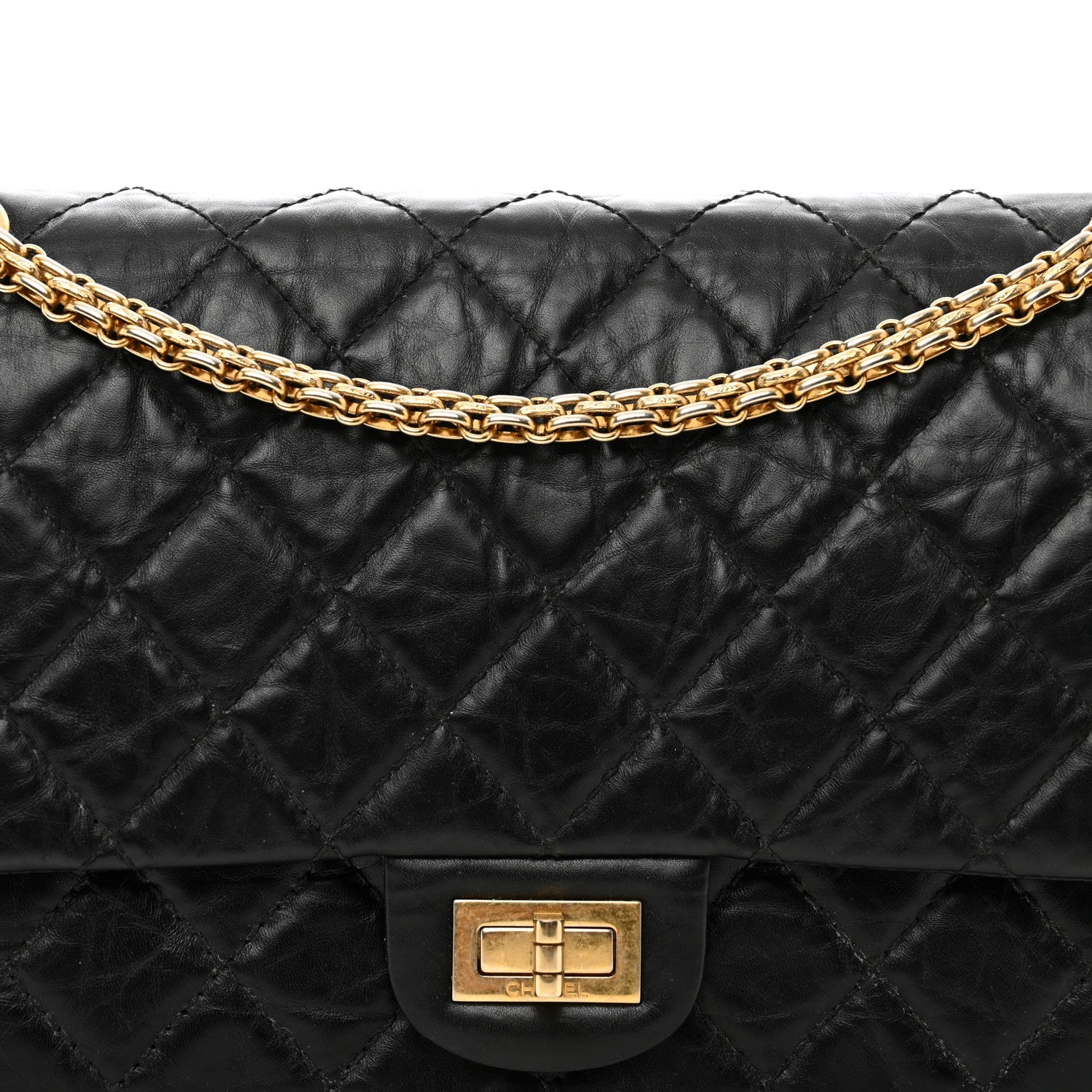 Aged Calfskin Quilted 2.55 Reissue 226 Flap Black