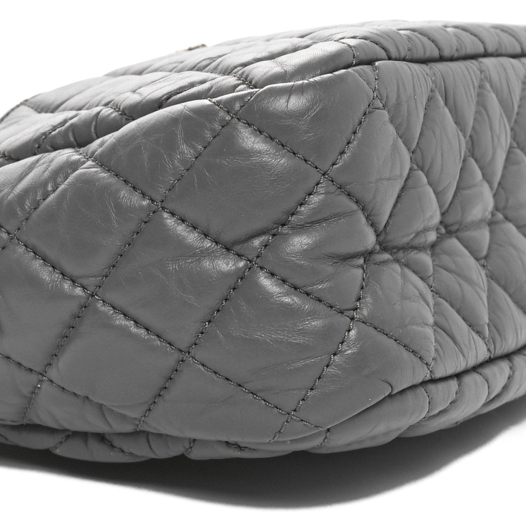 Aged Calfskin Quilted Medium Reissue Camera Case Grey
