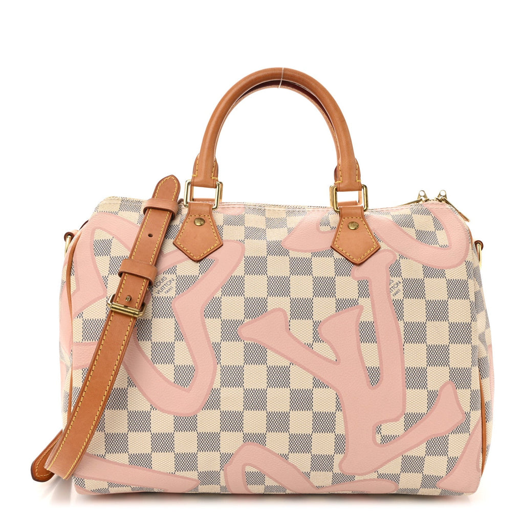 Damier Azur Tahitienne Speedy Bandouliere 30 Rose Ballerine