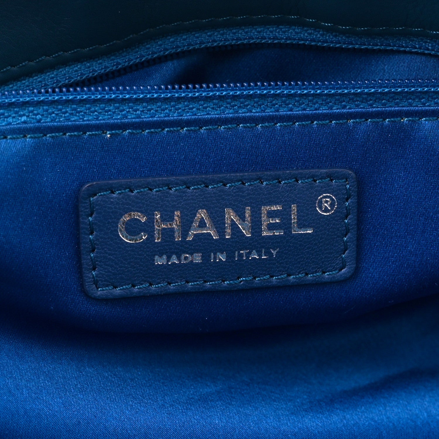 Calfskin Stitched Large Bowling Bag Blue