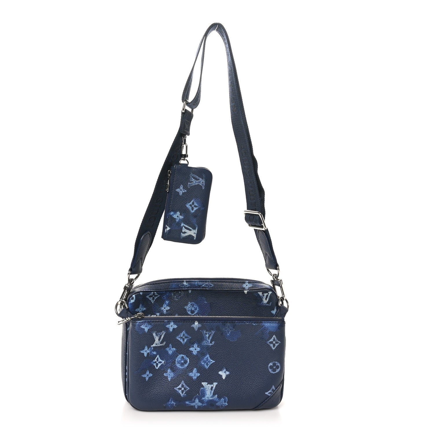 Monogram Ink Watercolor Trio Messenger Bag Blue