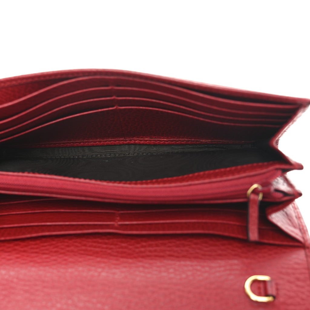 Dollar Calfskin Petite GG Marmont Wallet Hibiscus Red