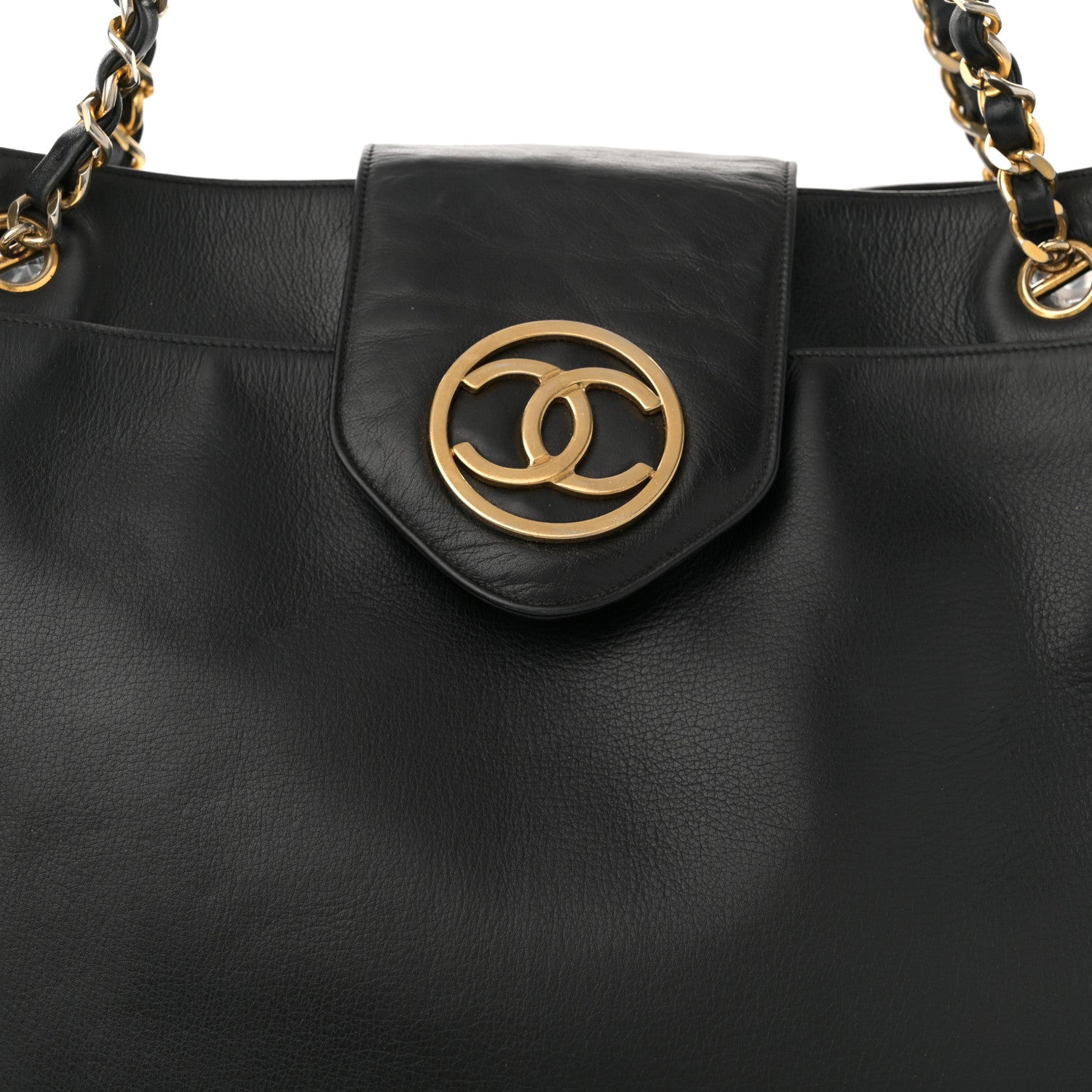Lambskin Quilted Shopping Tote Black