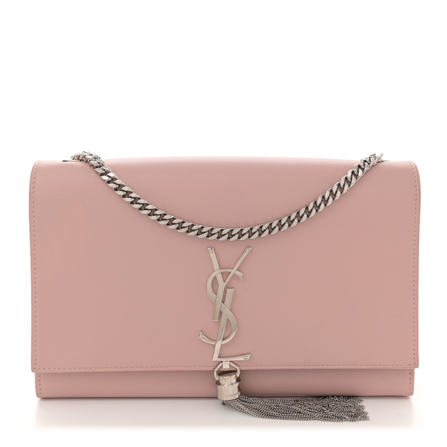 Smooth Calfskin Medium Classic Monogram Kate Tassel Satchel Pink