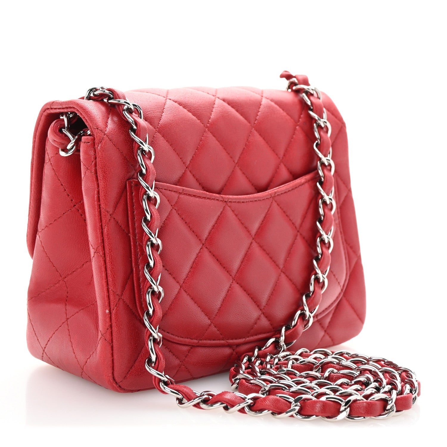 Lambskin Quilted Mini Square Flap Red