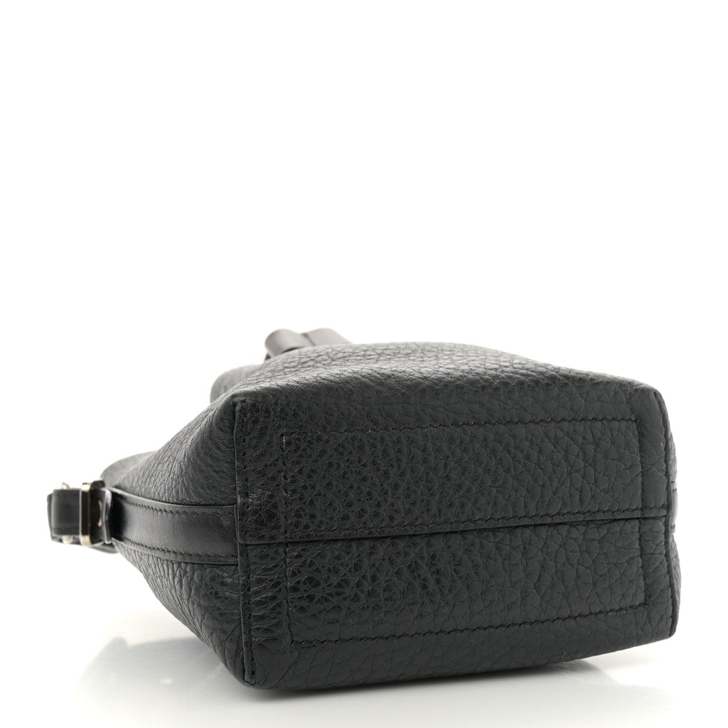 Calfskin Buffalo Mini Bucket Bag Black