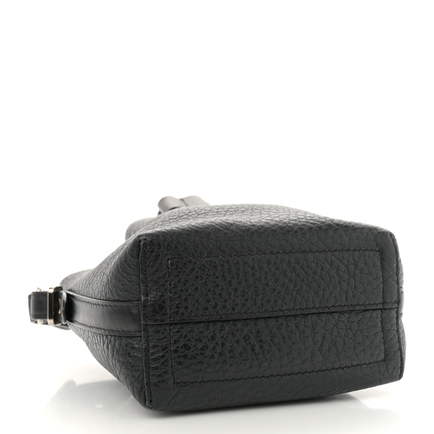Calfskin Buffalo Mini Bucket Bag Black