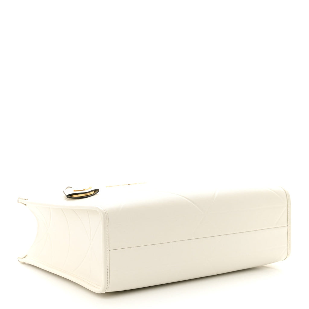 Soft Calfskin Triangolo Symbole Embossed Small White