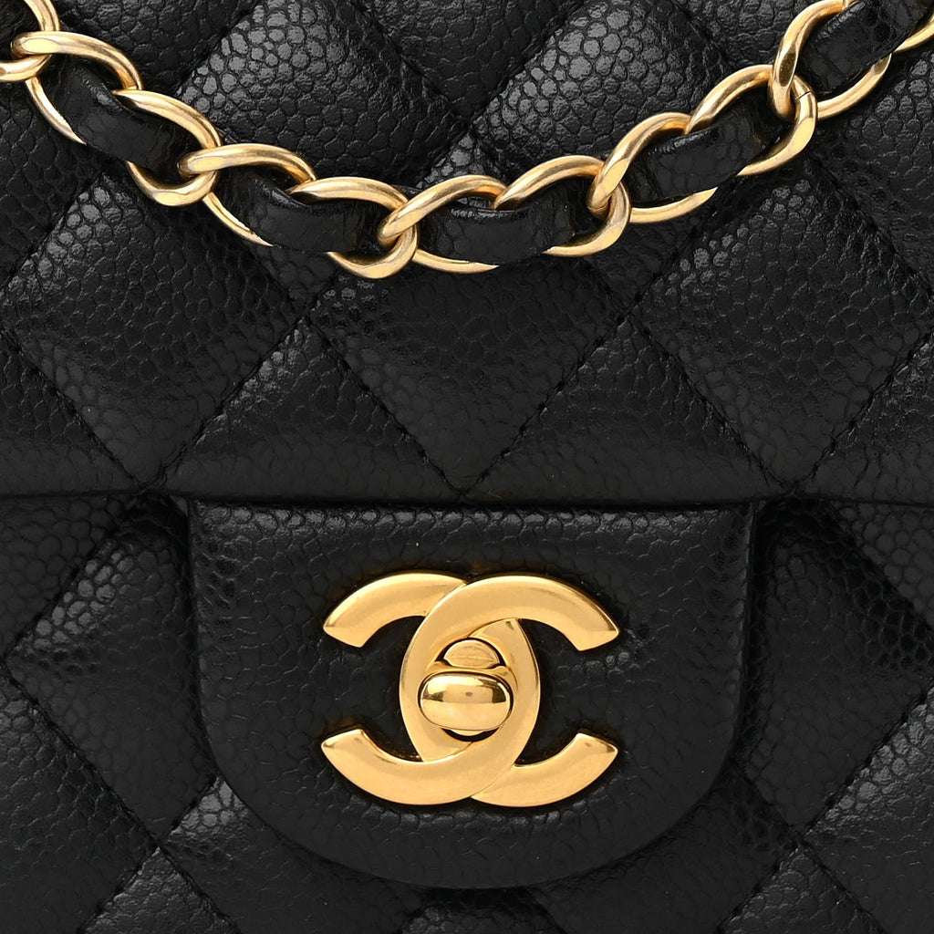 Caviar Quilted Mini Rectangular Flap Black