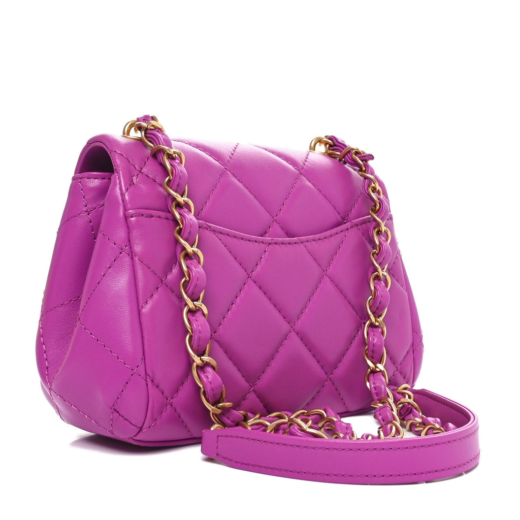Lambskin Quilted Mini Flap Purple