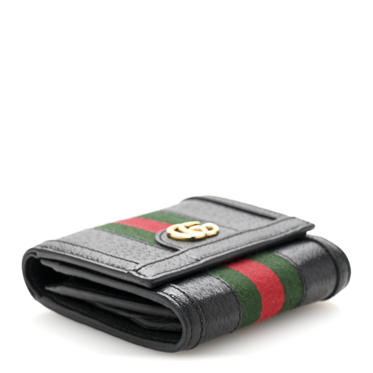 Textured Dollar Calfskin Web Ophidia  Case Wallet Black