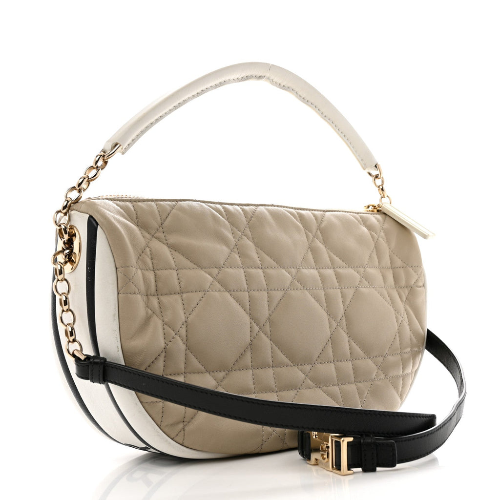 Lambskin Cannage Medium Dior Vibe Hobo Bag Beige