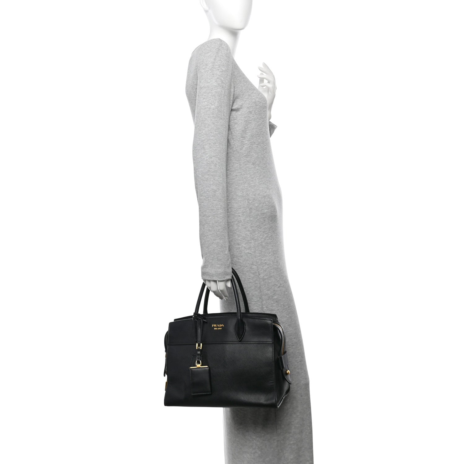 Saffiano City Calfskin Medium Esplanade Tote Black