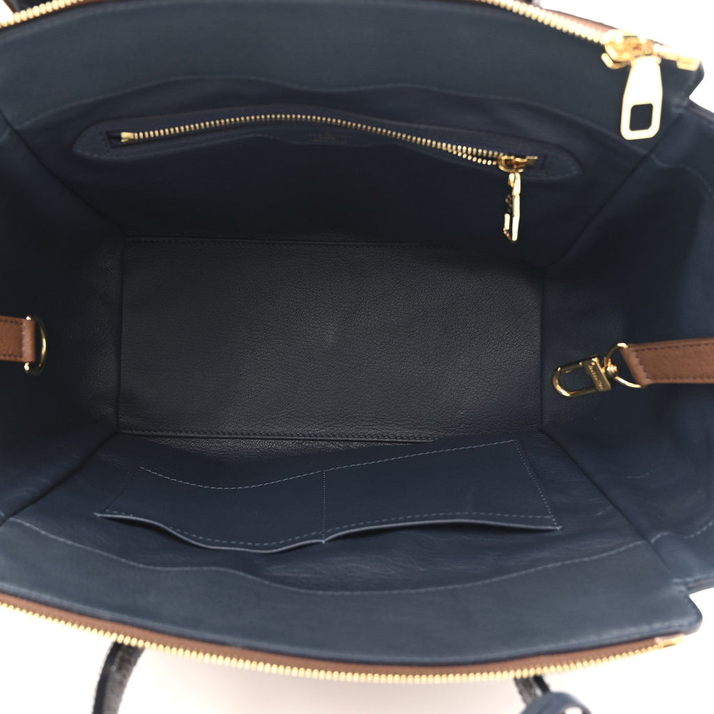 Ostrich Snakeskin Monogram Majestueux Tote MM Blue