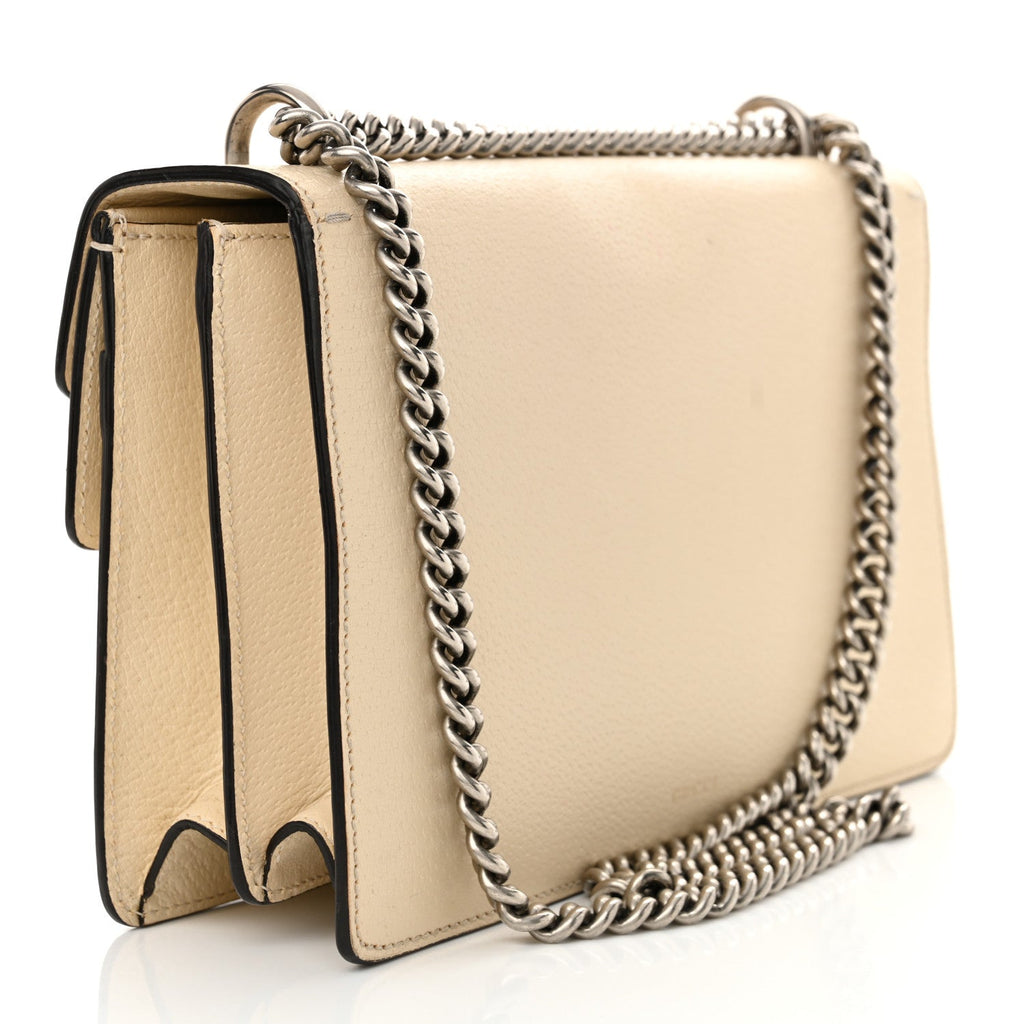 Textured Calfskin Crystal Small Dionysus Shoulder Bag Mystic White