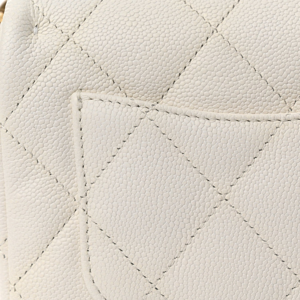 Caviar Quilted Mini Sweetheart Flap White