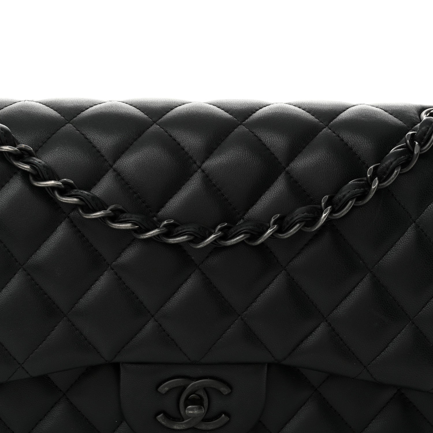 Lambskin Quilted Jumbo Double Flap So Black