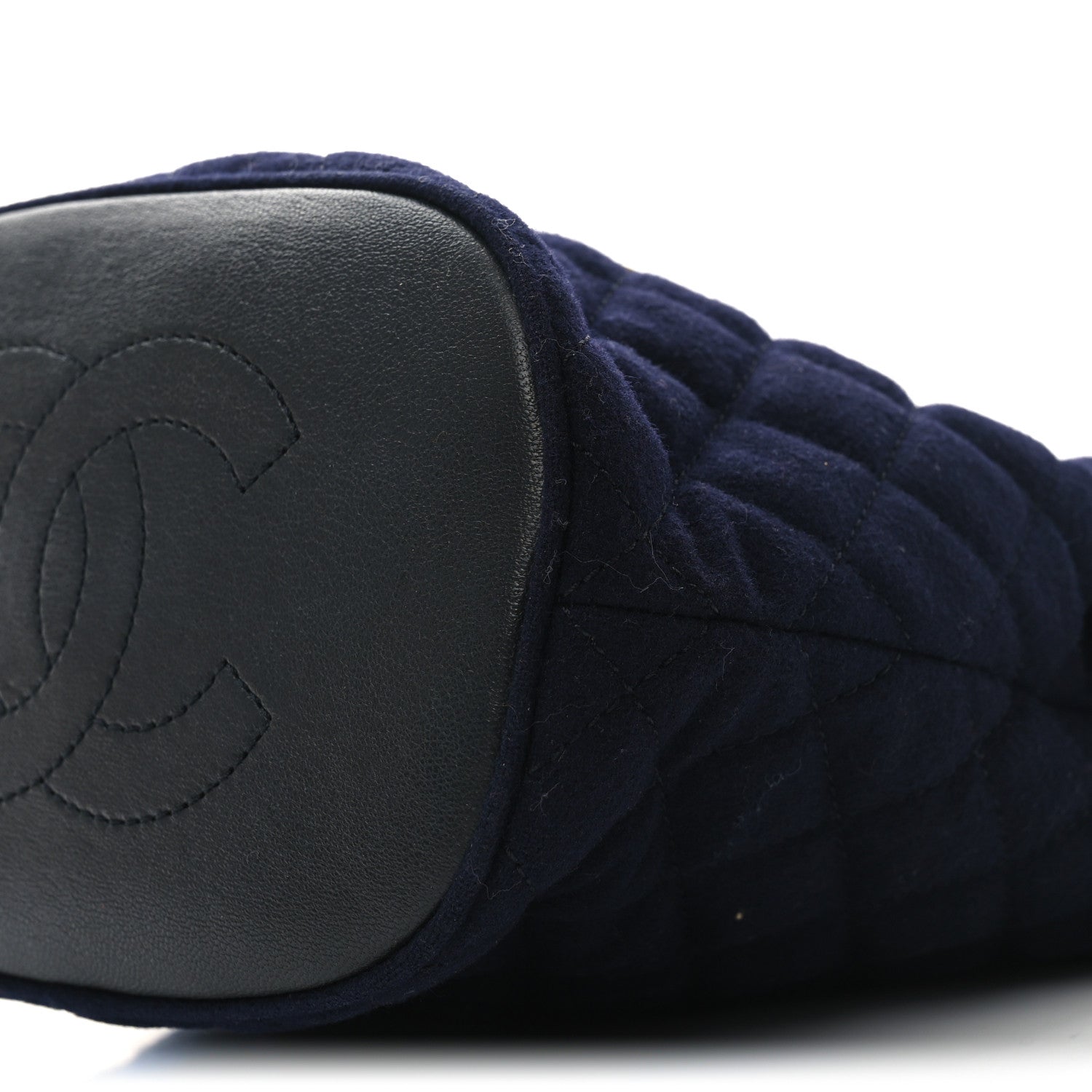 Wool Lambskin Quilted Paris Hamburg Charms Bucket Bag Dark Navy