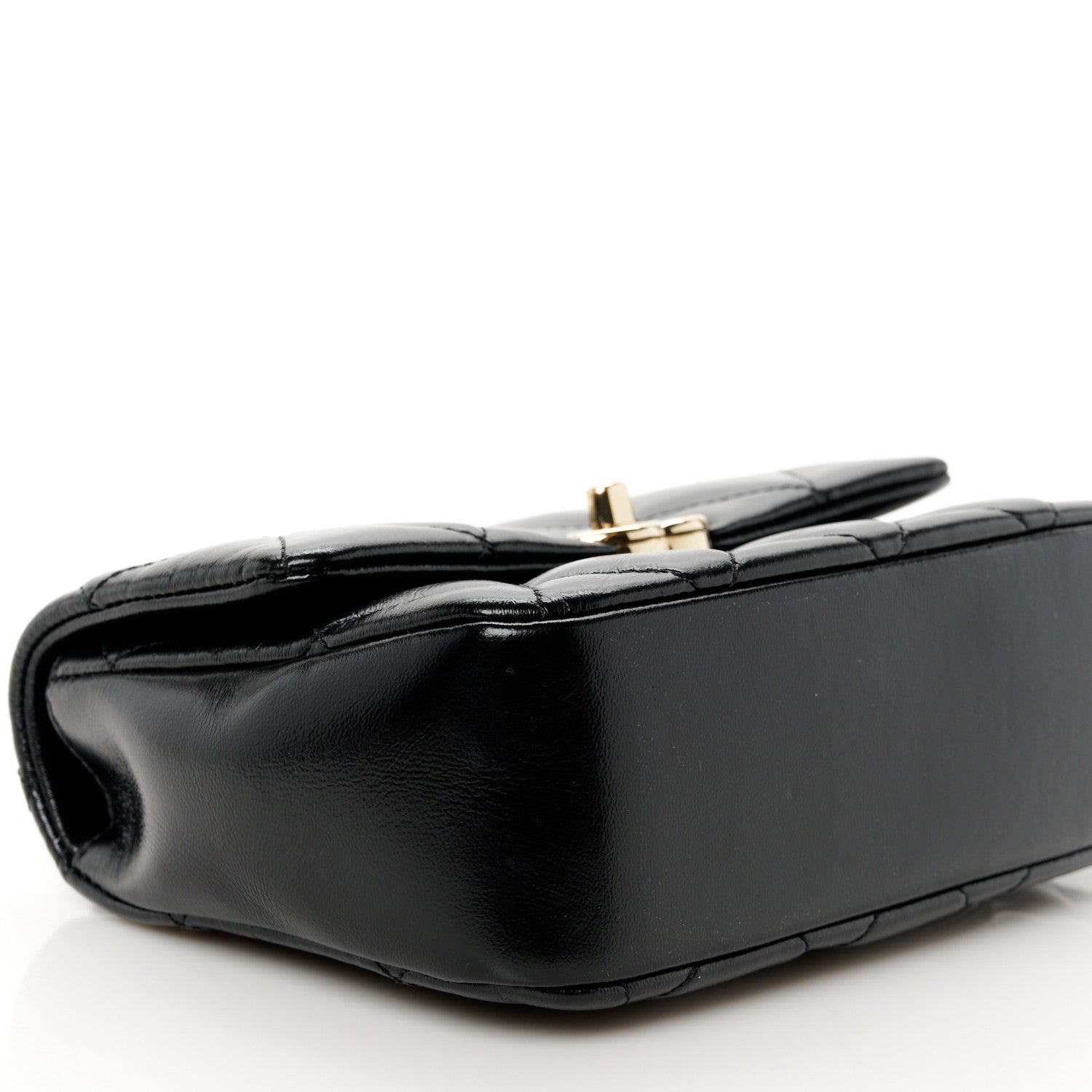 Shiny Lambskin Quilted Mini Coco Trip Flap Bag Black
