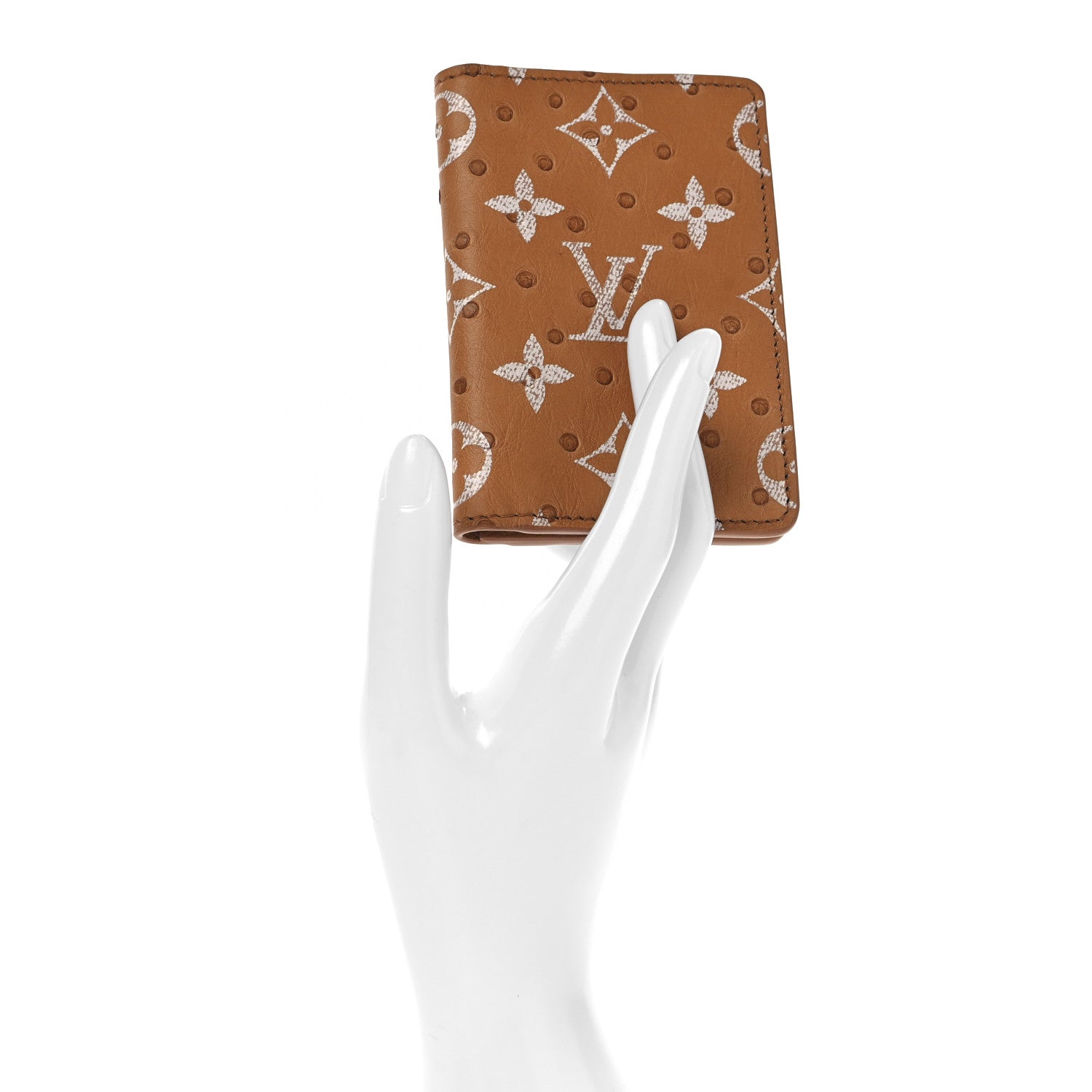 Ostrich Monogram Pocket Organizer NM