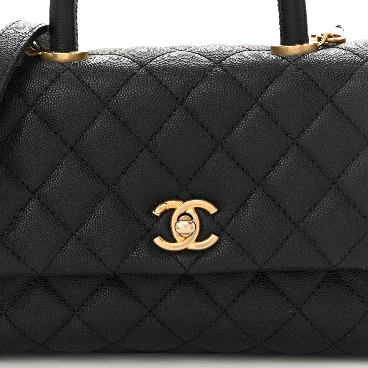 Caviar Quilted Mini Coco Handle Flap Black