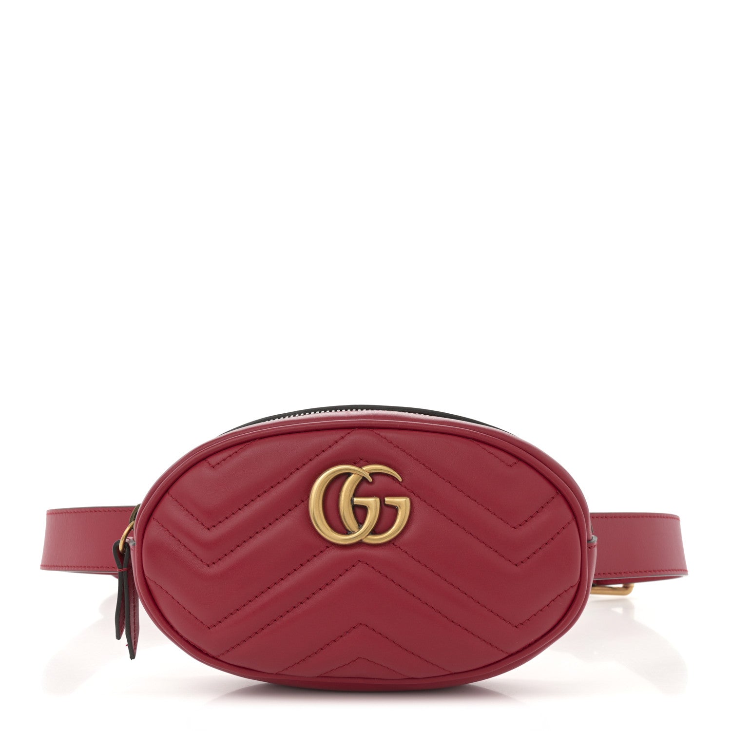 Calfskin Matelasse GG Marmont Belt Bag 95 38 Hibiscus Red