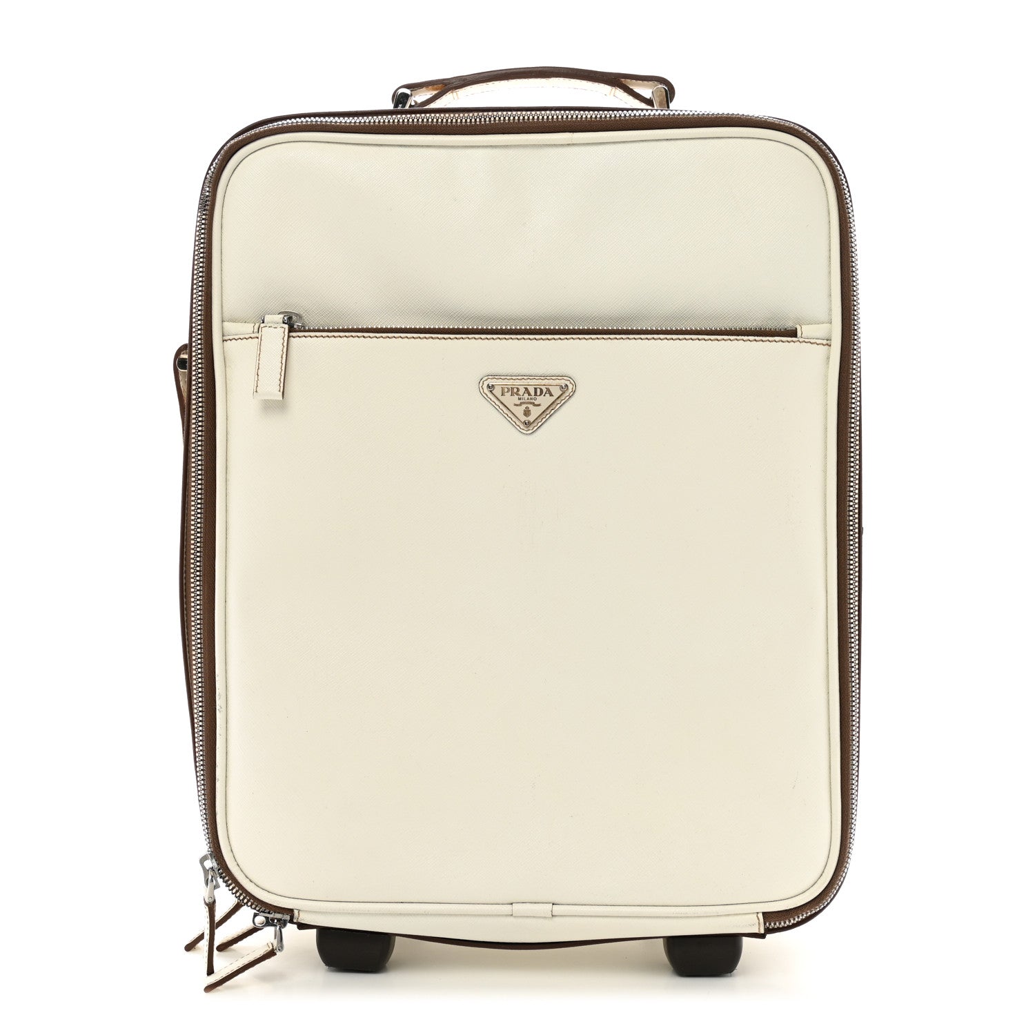 Saffiano Travel Trolley Luggage White