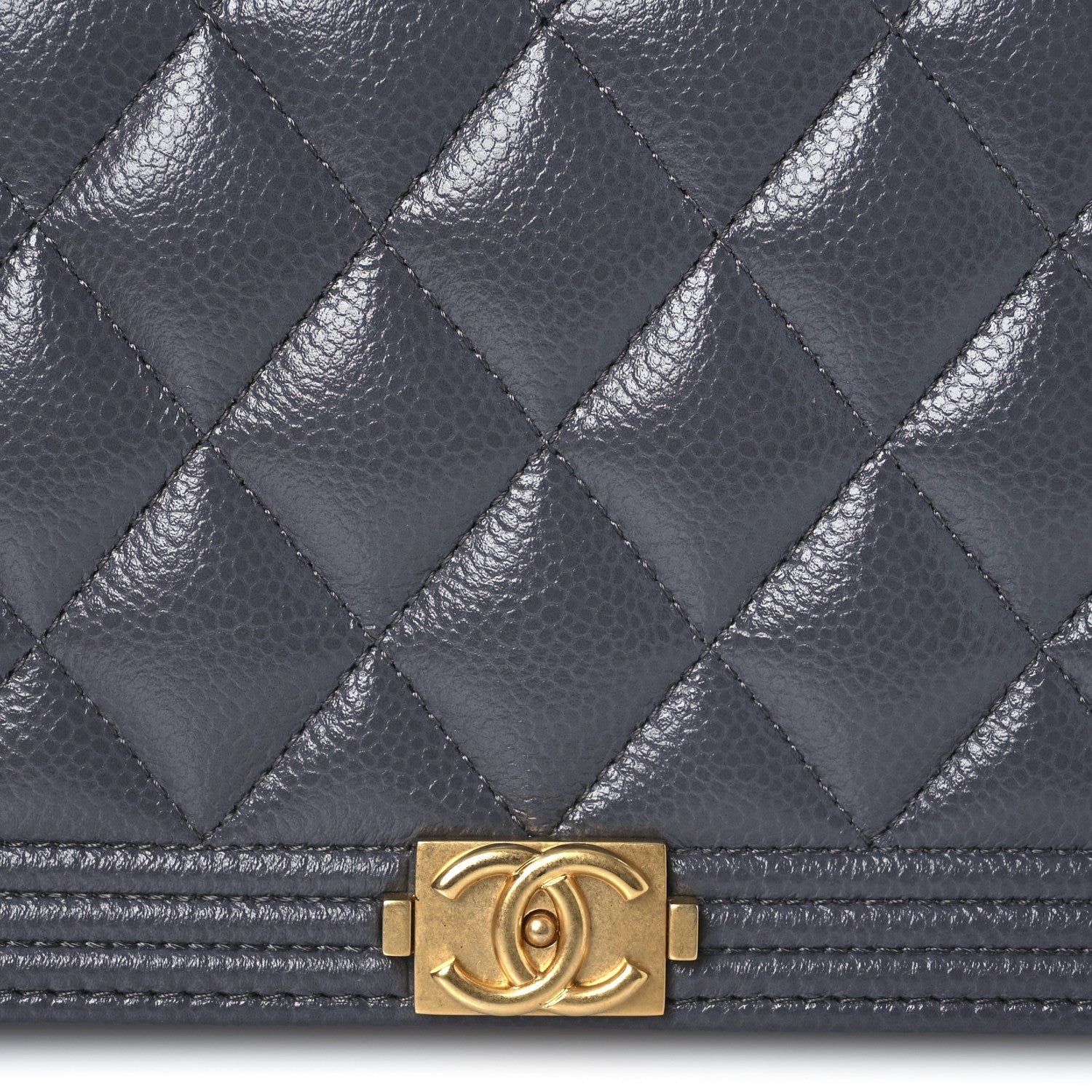 Caviar Quilted Boy Wallet On Chain WOC Grey